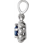 14K White Gold Blue Sapphire & Diamond Pendant – 1/6 CTW Sapphire, 1/8 CTW Diamonds - Picasso Gold & Diamond Jewelry