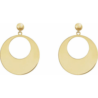 14K Yellow Circle Dangle Earrings - Picasso Gold & Diamond Jewelry