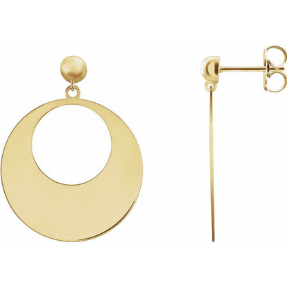 14K Yellow Circle Dangle Earrings - Picasso Gold & Diamond Jewelry