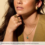 14K Gold Peridot & Turquoise Halo Necklace – 16"-18" Adjustable - Picasso Gold & Diamond Jewelry
