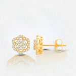 10 Karat All Yellow Gold 0.44 Carat Diamond Flower Earrings - Picasso Gold & Diamond Jewelry