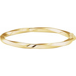 14K Yellow Gold Hinged Twisted Bangle Bracelet – 7" Polished Box Clasp - Picasso Gold & Diamond Jewelry