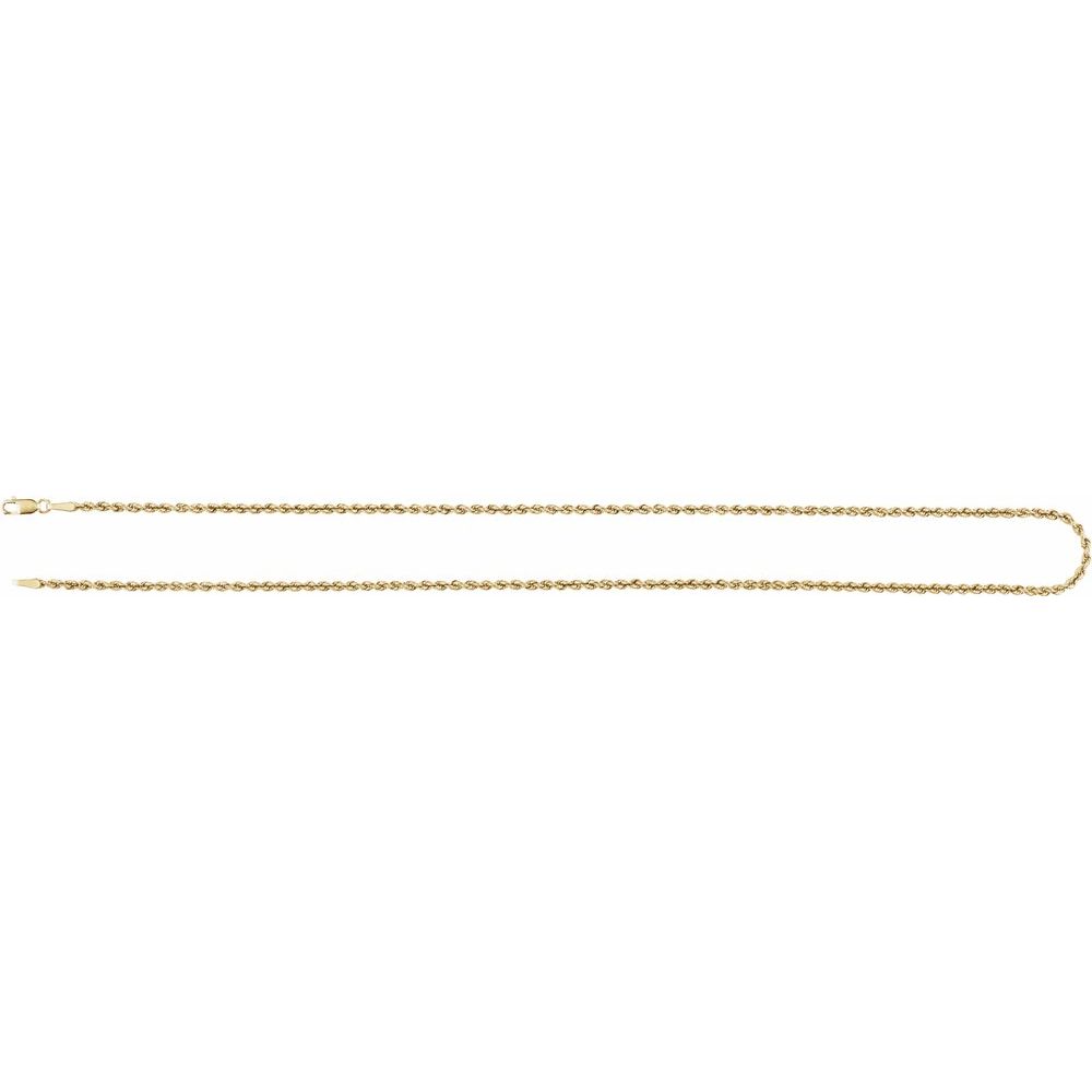 14K Yellow Gold 2mm Hollow Rope Chain – 16" & 18"