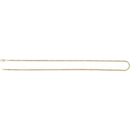 14K Yellow Gold 2mm Hollow Rope Chain – 16" & 18"
