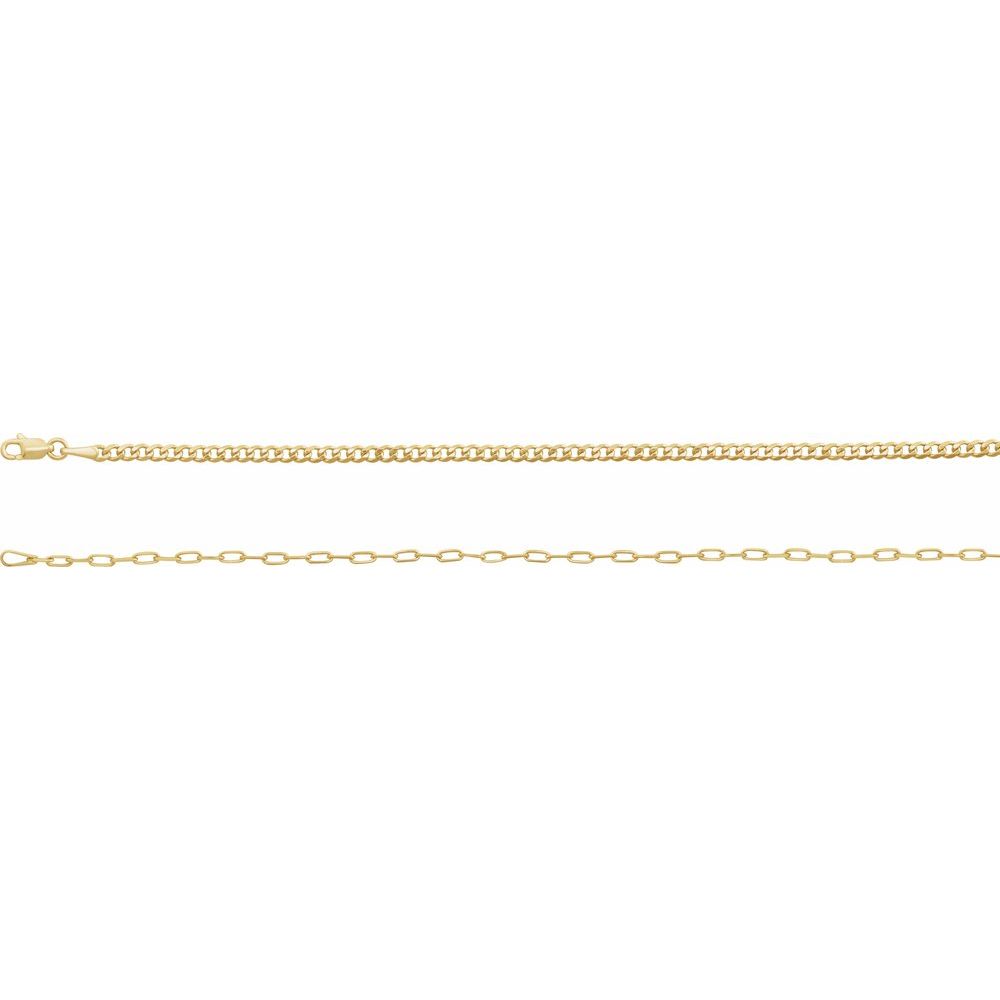14K yellow curb and paperclip chain