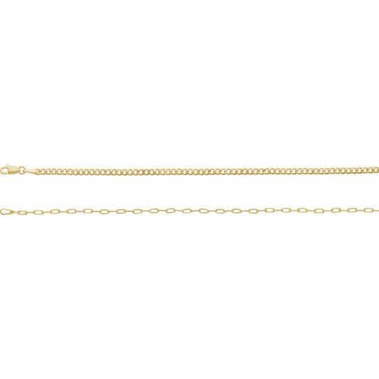 14K yellow curb and paperclip chain