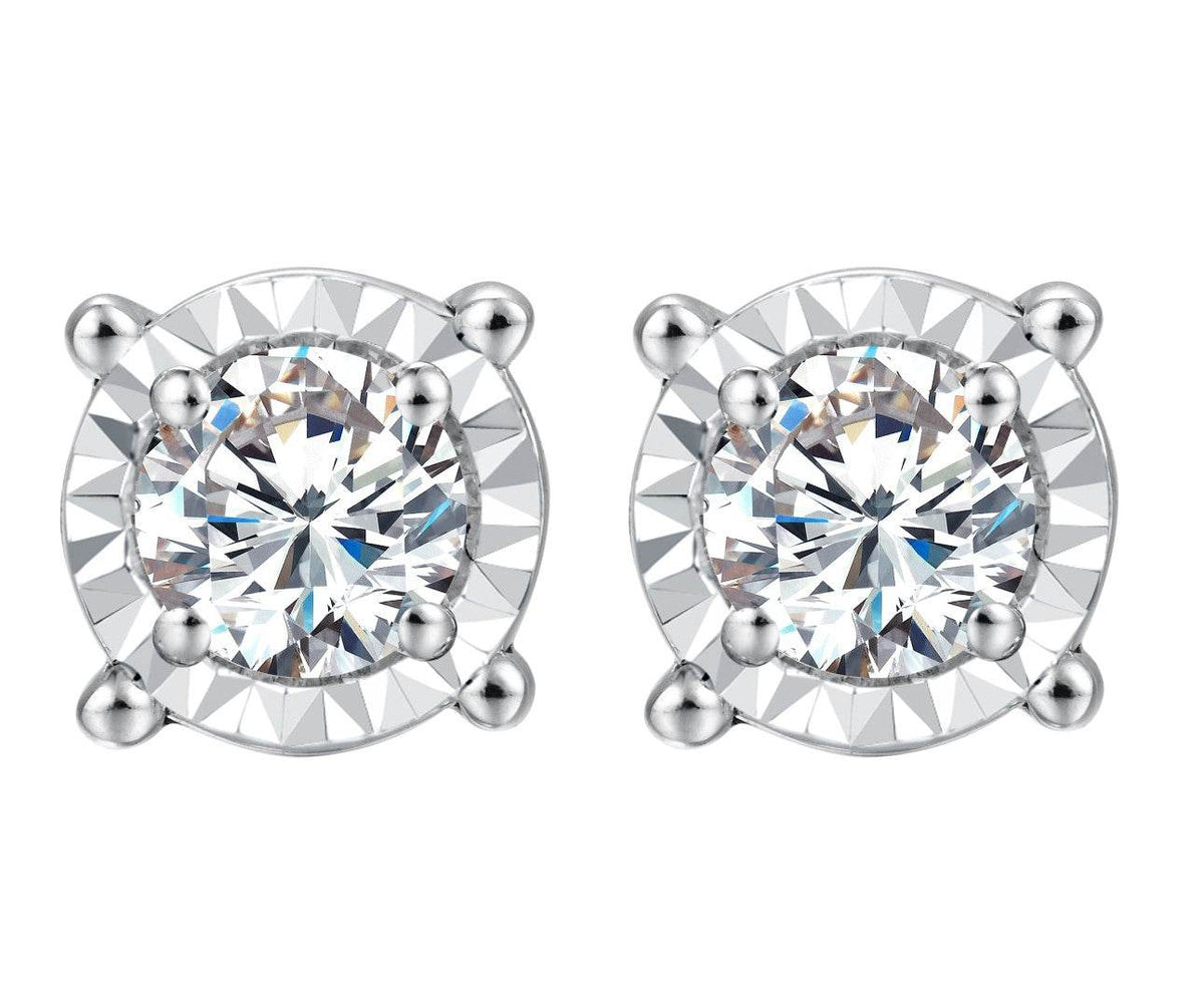 14K White Gold 0.50 Carat Round Earrings - Picasso Gold & Diamond Jewelry