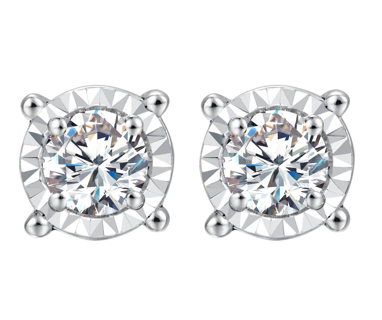 14K White Gold 0.50 Carat Round Earrings - Picasso Gold & Diamond Jewelry