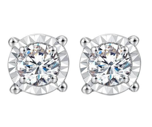 14K White Gold 0.50 Carat Round Earrings - Picasso Gold & Diamond Jewelry