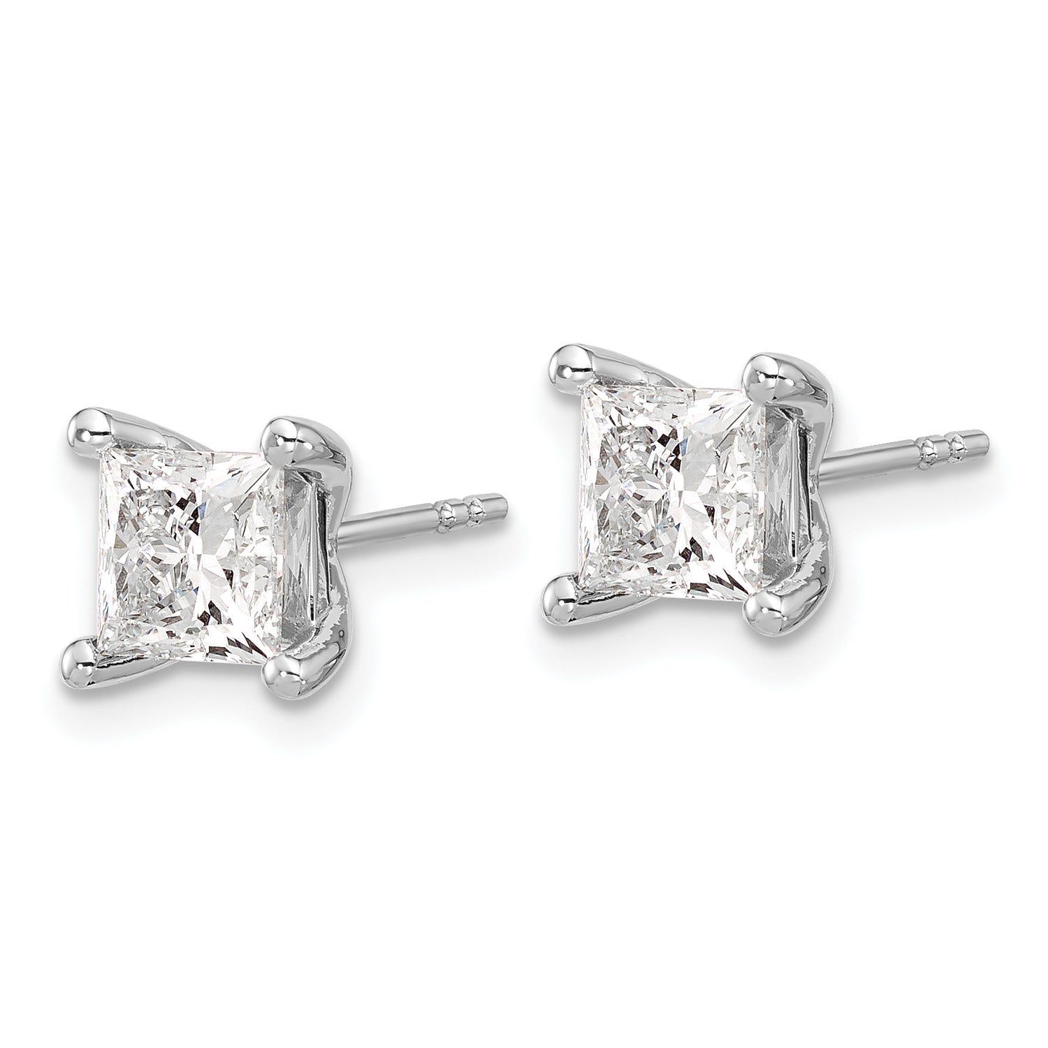14kw 2ctw Certified VS/SI FGH Lab Grown Princess Diamond 4-Prg Earrings