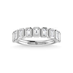 14K White Gold Lab Grown Diamond 7/8 ct. tw. Emerald Shape Halfway Bezel Band | Picasso Gold & Diamond