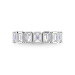 14K White Gold Lab Grown Diamond 7/8 ct. tw. Emerald Shape Halfway Bezel Band, side profile view showing the band