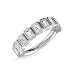 14K White Gold Lab Grown Diamond 7/8 ct. tw. Emerald Shape Halfway Bezel Band, top view of the diamonds