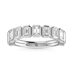 14K White Gold Lab Grown Diamond 1 1/3 ct. tw. Emerald Shape Halfway Bezel Wedding Band | Picasso Gold & Diamond