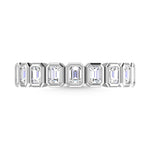 14K White Gold Lab Grown Diamond 1 1/3 ct. tw. Emerald Shape Halfway Bezel Wedding Band, side profile view showing the band
