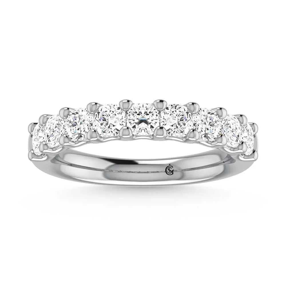 14K White Gold 1 3/4 Ct.Tw. Cushion Shape Lab Grown Diamond Half Way Eternity Band  Picasso Gold & Diamond Jewelry