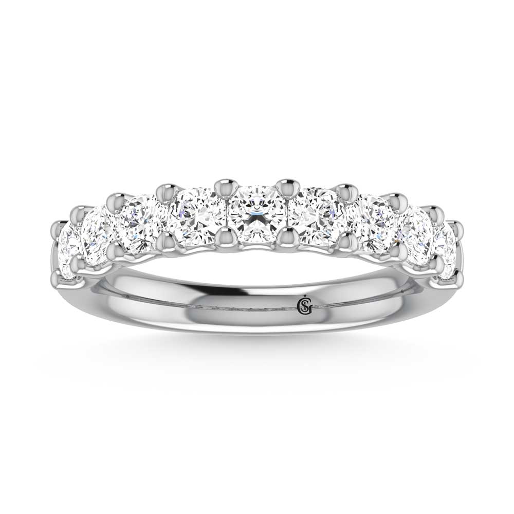 18K White Gold 2 1/4 Ct.Tw. Cushion Shape Diamond Half Way Eternity Band  Picasso Gold & Diamond Jewelry