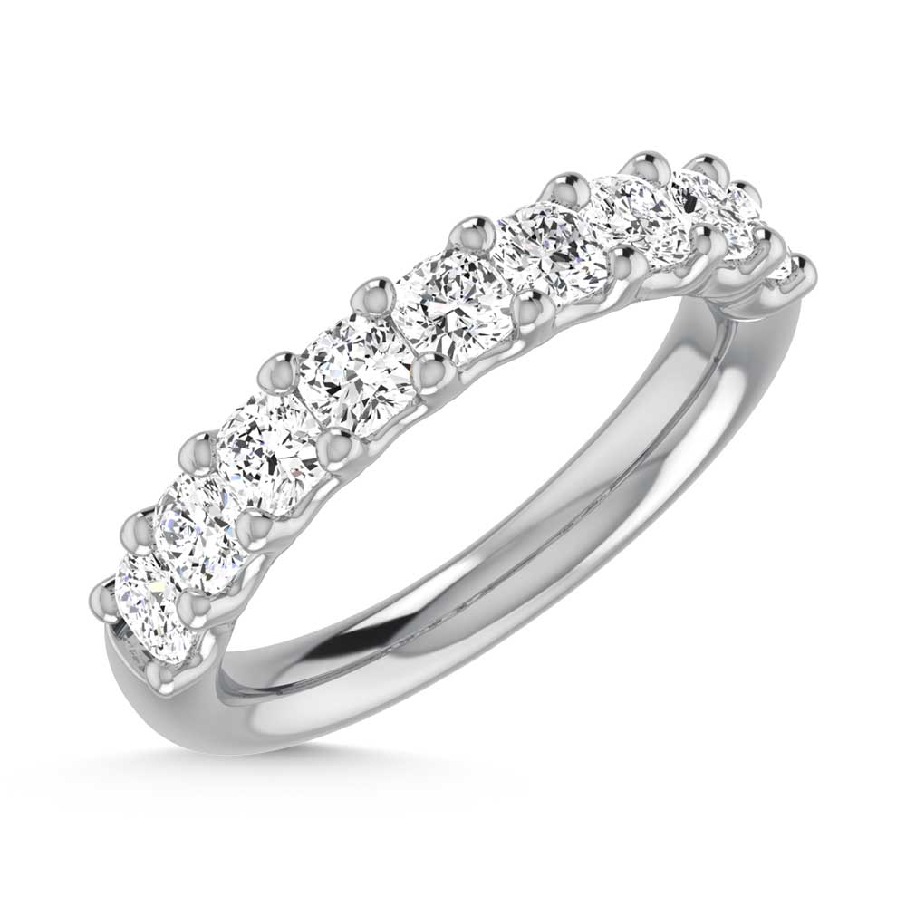 18K White Gold 1 Ct.Tw. Cushion Shape Lab Grown Diamond Half Way Eternity Band  Picasso Gold & Diamond Jewelry