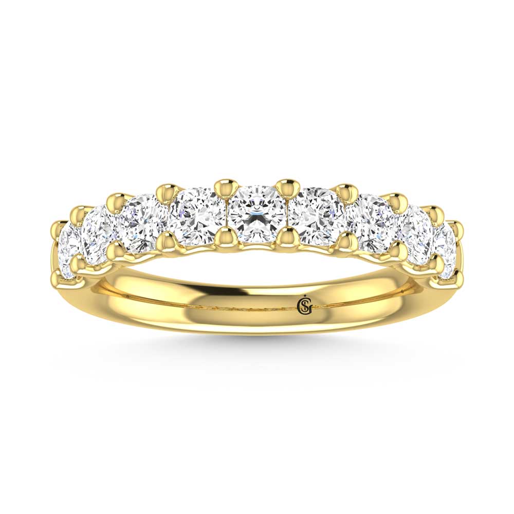 18K Yellow Gold 1 Ct.Tw. Cushion Shape Diamond Wedding Band  Picasso Gold & Diamond Jewelry