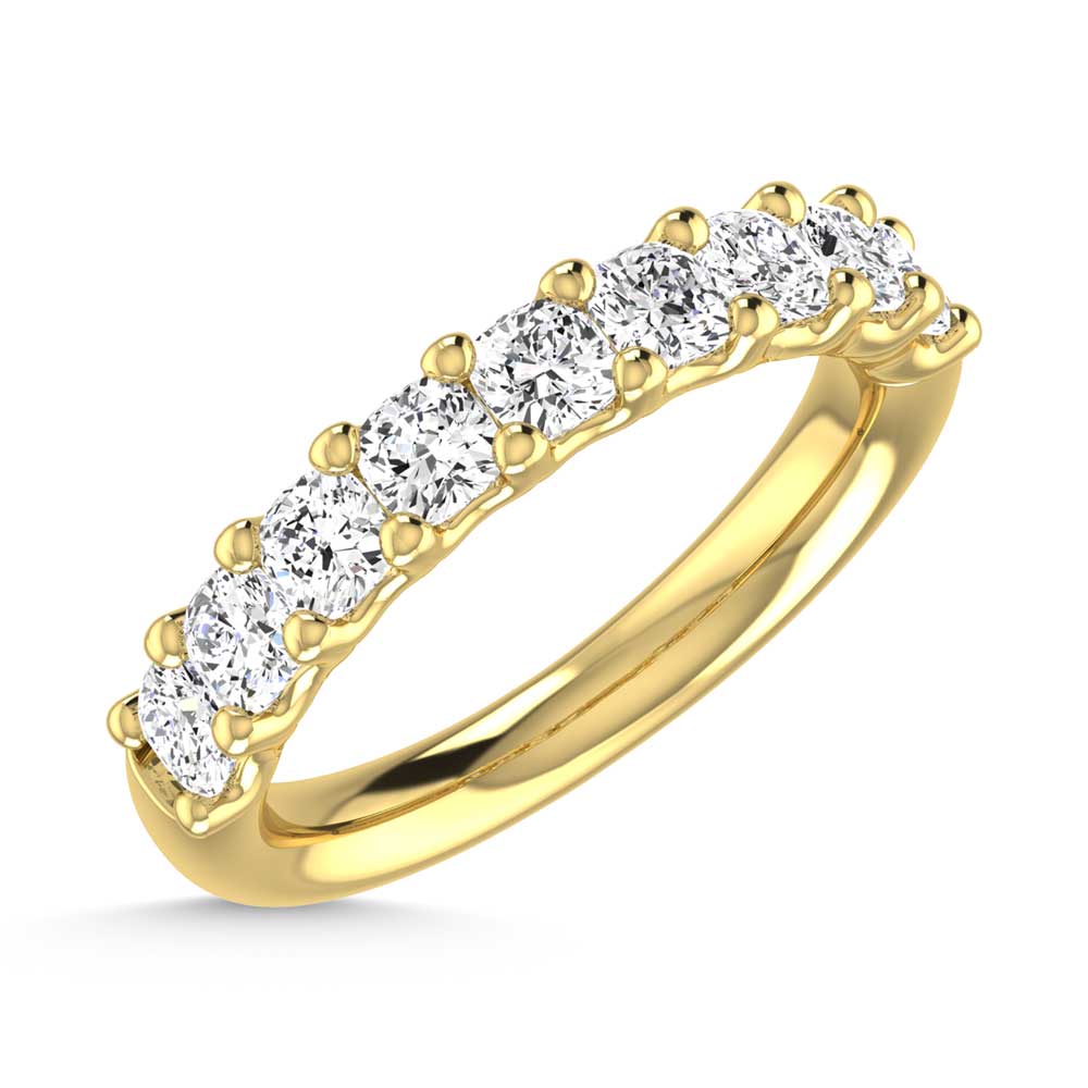 14K Yellow Gold 1 Ct.Tw. Cushion Shape Diamond Wedding Band  Picasso Gold & Diamond Jewelry