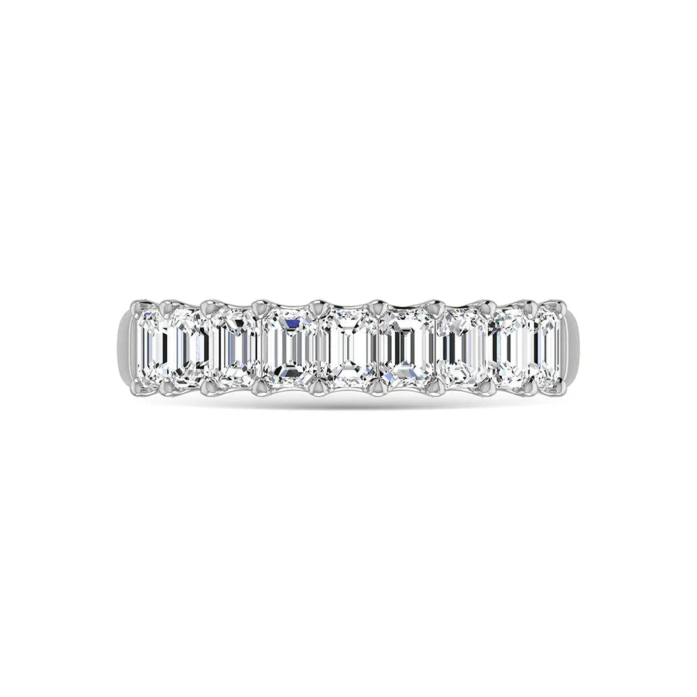 14K White Gold 2 1/4 Ct.Tw. Emerald Shape Diamond Half Way Eternity Band  Picasso Gold & Diamond Jewelry