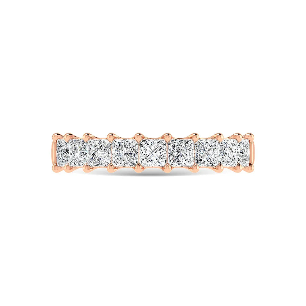 14K Rose Gold  2 1/4 Ct.Tw. Princess Shape Diamond Half Way Eternity Band  Picasso Gold & Diamond Jewelry