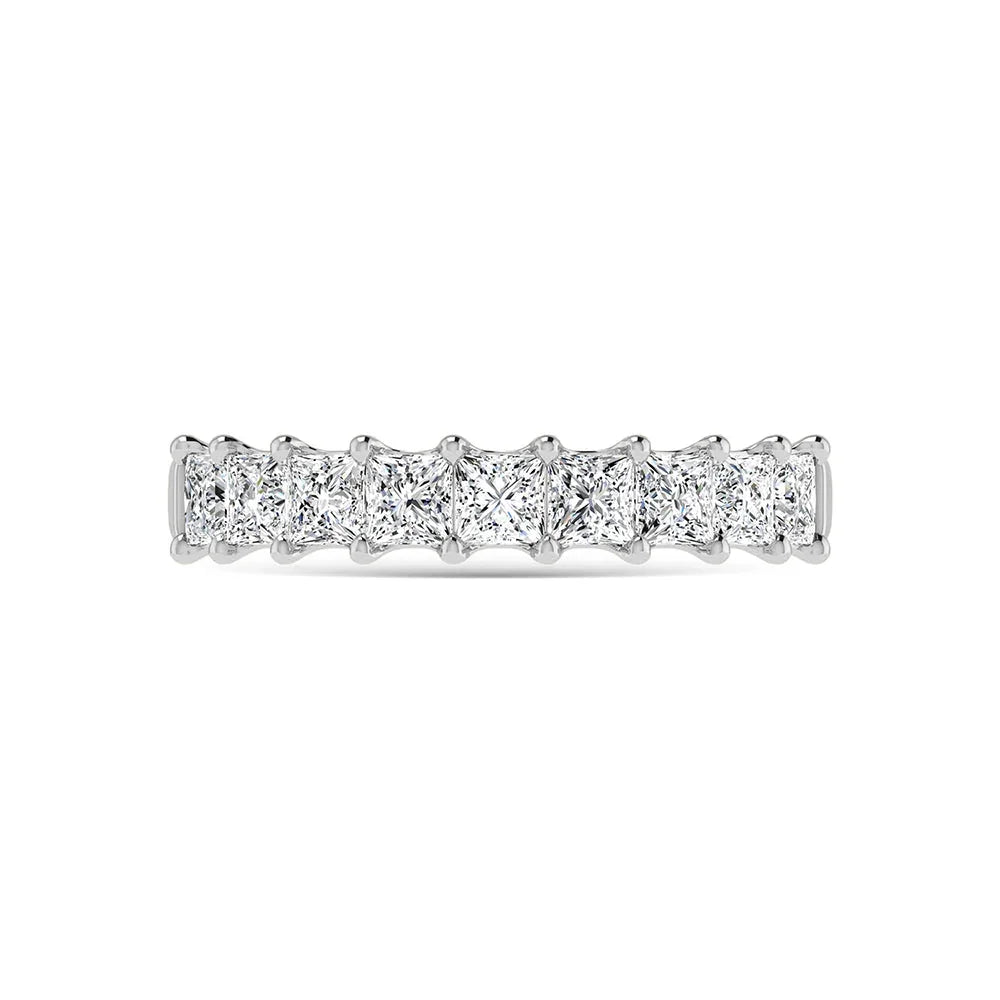 14K White Gold  2 7/8 Ct.Tw. Princess Shape Diamond Half Way Eternity Band  Picasso Gold & Diamond Jewelry