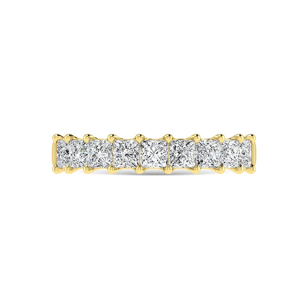 14K Yellow Gold  2 1/4 Ct.Tw. Princess Shape Diamond Half Way Eternity Band  Picasso Gold & Diamond Jewelry