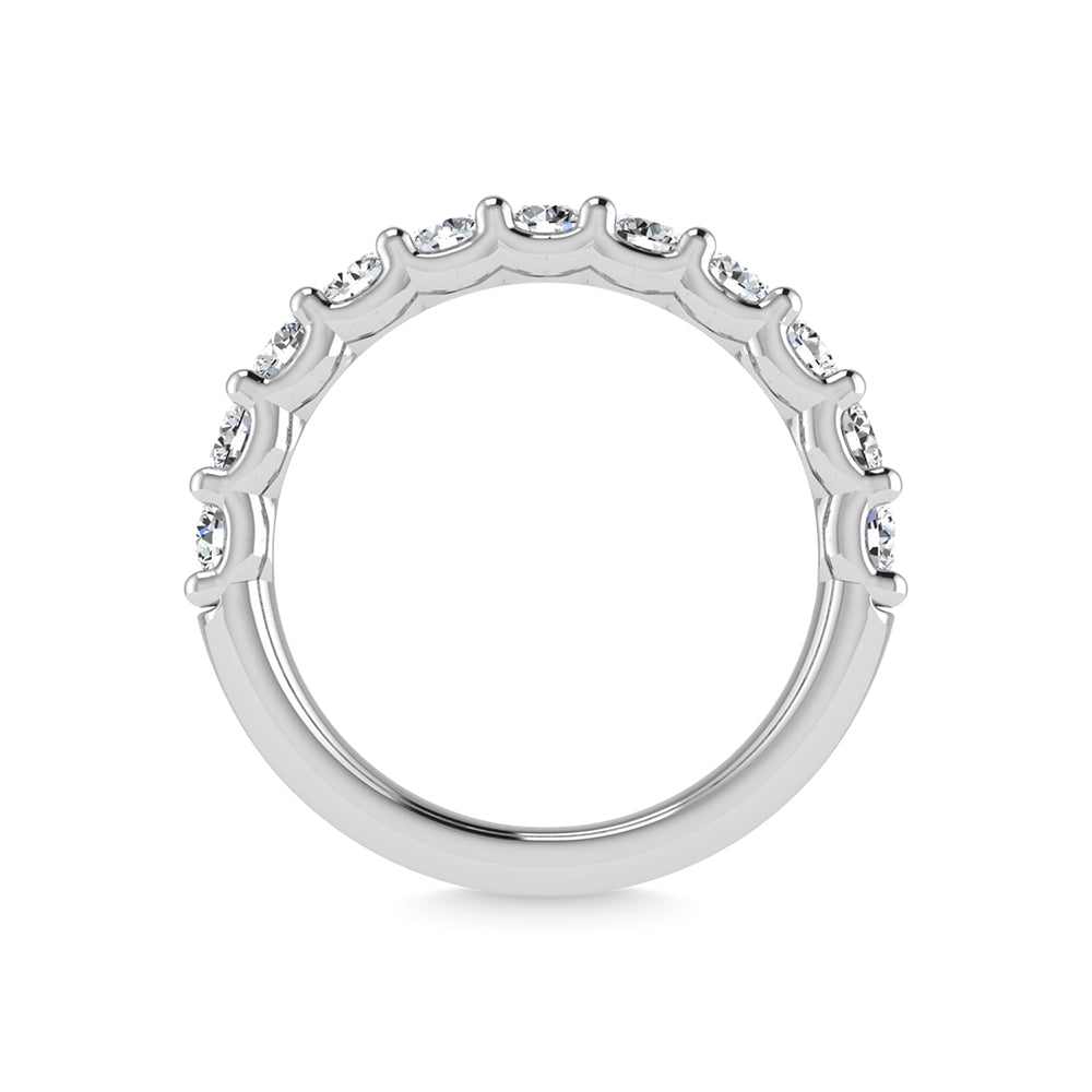 14K White Gold Lab Grown Diamond 7/8 ct. tw. Round Shape Halfway Wedding Band, close-up of the diamond setting