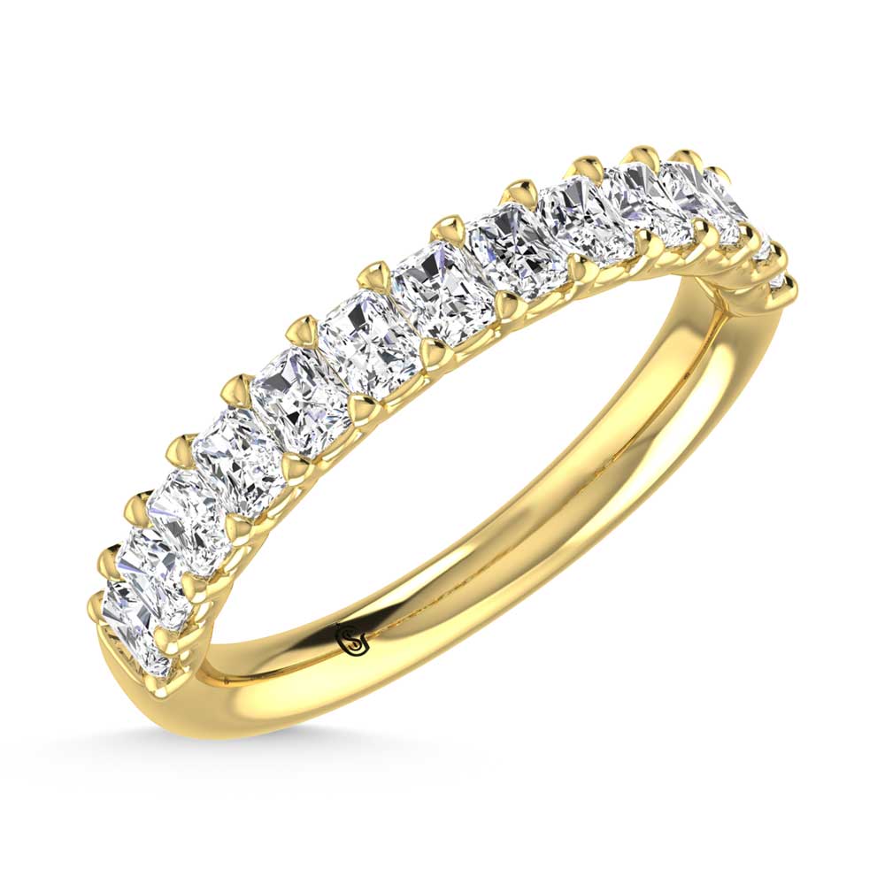 18K Yellow Gold  1 1/3 Ct.Tw. Radiant Shape Lab Grown Diamond Half Way Eternity Band  Picasso Gold & Diamond Jewelry