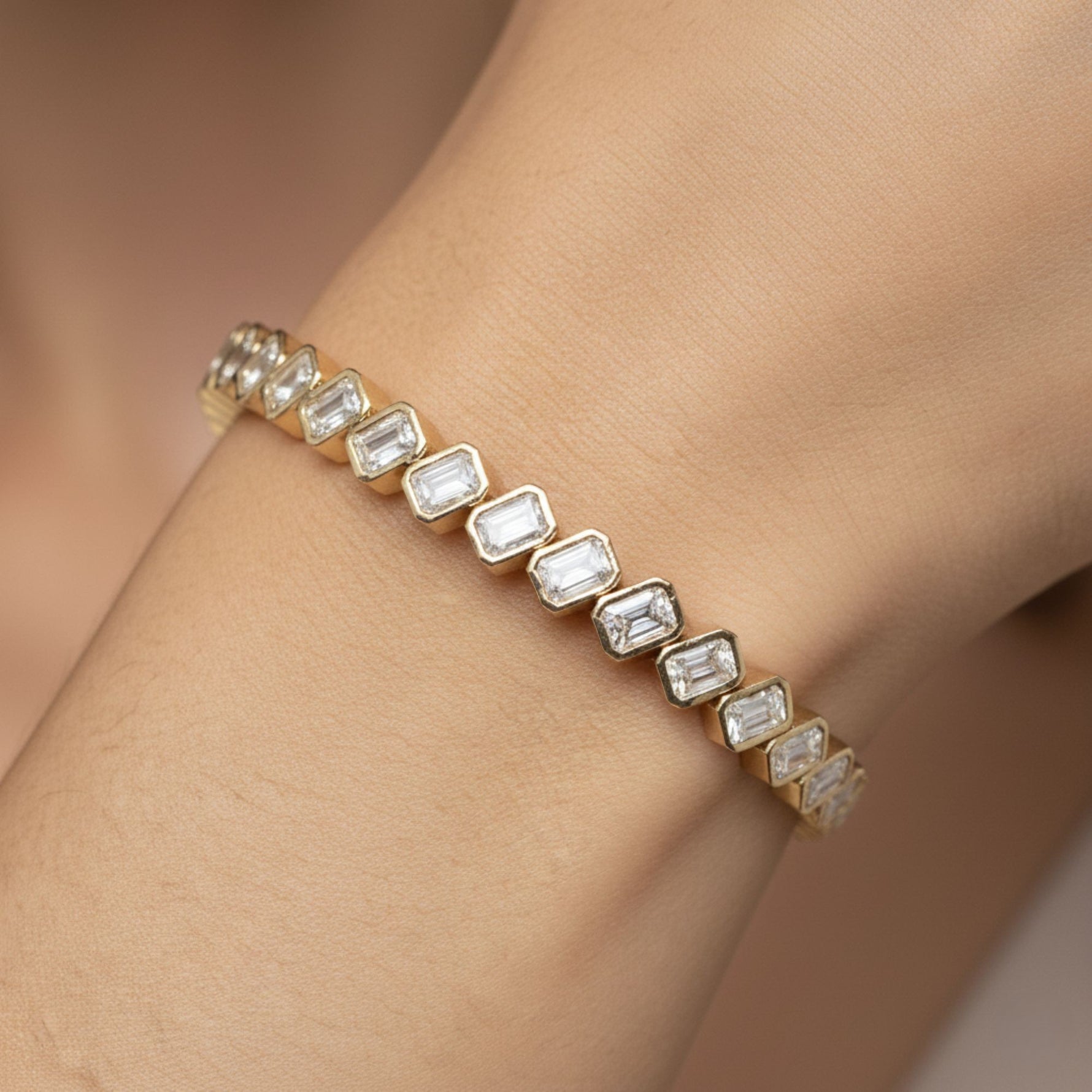 14KT Yellow Gold 3.8 Carat Emerald Lab Grown Diamonds Bracelet | Picasso Gold & Diamond Jewelry - Ships Free Across United States