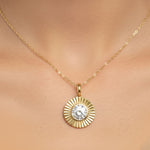 Fluted Round Lab Diamond Pendant Necklace | 14K Gold | Picasso Gold & Diamond Jewelry