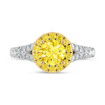 14K White Gold Lab Grown Round Shape Yellow Diamond 1 7/8 ct. tw. Engagement Ring, side profile view showing the band
