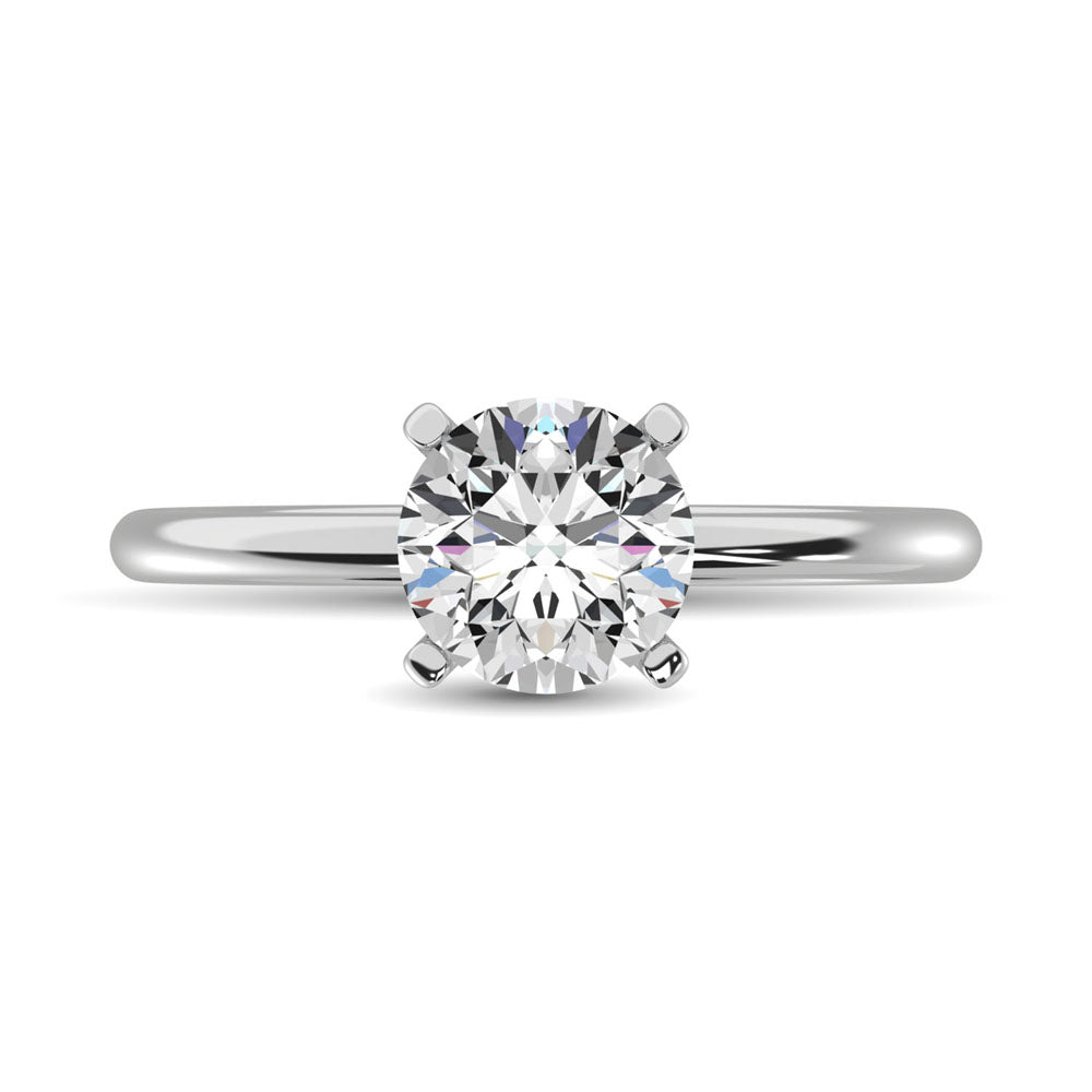 14K White Gold Lab Grown Diamond 3 ct. tw. IGI Certified VS F+ Solitaire Ring, side profile view showing the band