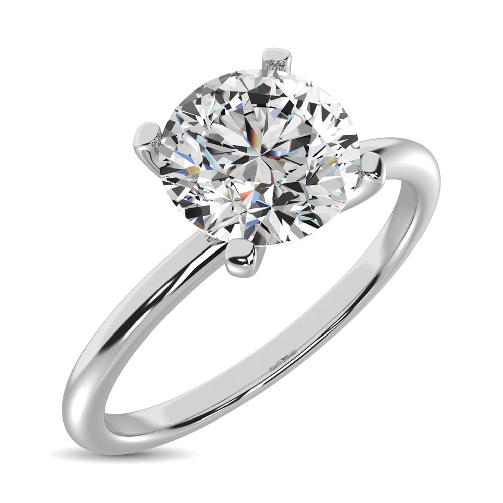 14K White Gold Lab Grown Diamond 3 ct. tw. IGI Certified VS F+ Solitaire Ring, top view of the diamonds