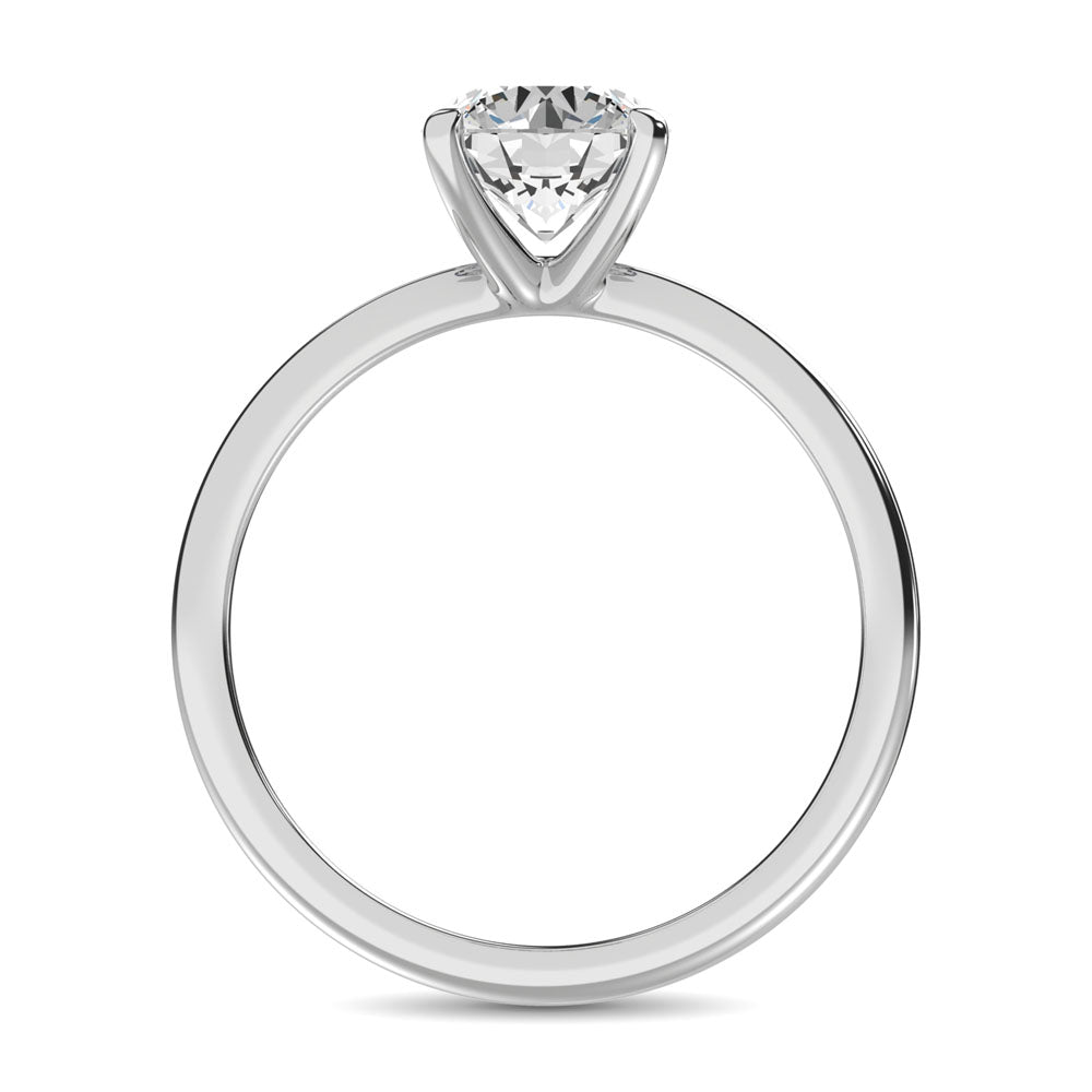 14K White Gold Lab Grown Diamond 3 ct. tw. IGI Certified VS F+ Solitaire Ring, close-up of the diamond setting