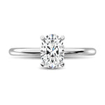 14K White Gold Lab Grown Diamond 2 ct. tw. IGI Certified Oval Shape Solitaire, side profile view showing the band