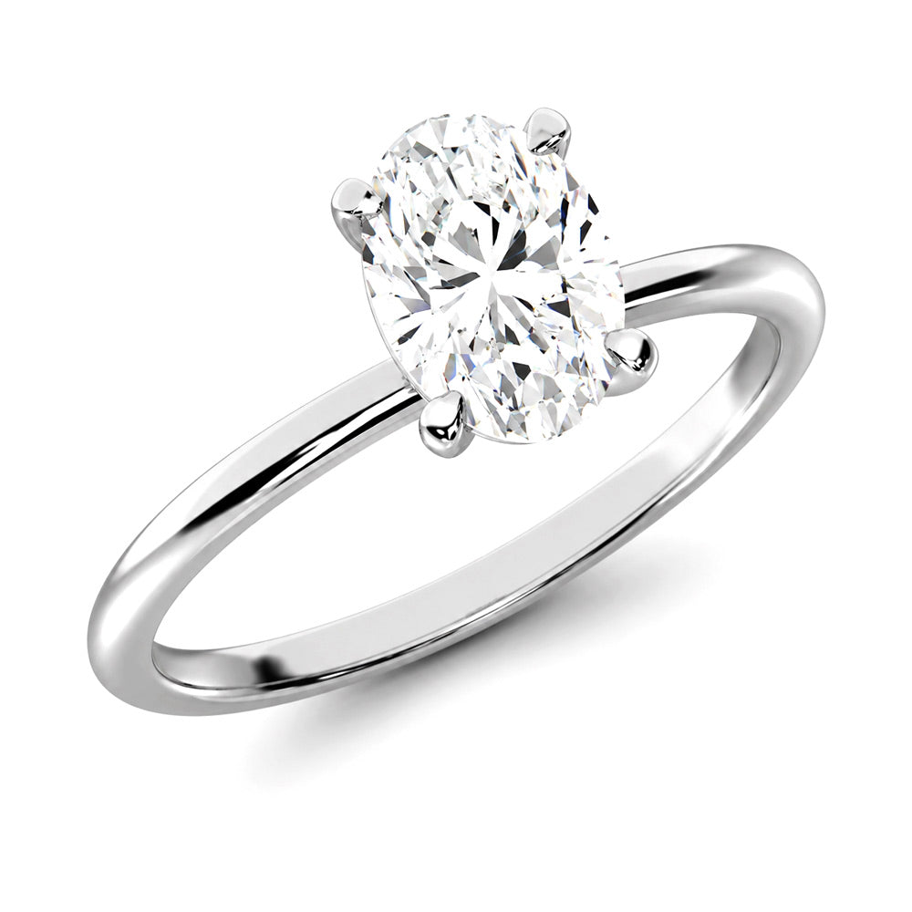 14K White Gold Lab Grown Diamond 2 ct. tw. IGI Certified Oval Shape Solitaire, top view of the diamonds