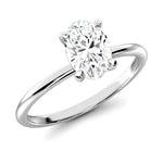 14K White Gold Lab Grown Diamond 2 ct. tw. IGI Certified Oval Shape Solitaire, top view of the diamonds