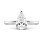 14K White Gold Lab Grown Diamond 1 ct. tw. IGI Certified Pear Shape Solitaire, side profile view showing the band