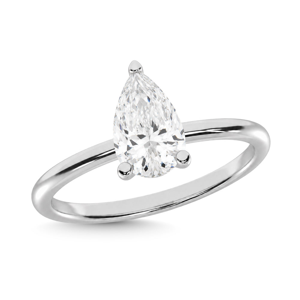 14K White Gold Lab Grown Diamond 1 ct. tw. IGI Certified Pear Shape Solitaire, top view of the diamonds