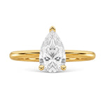 14K Yellow Gold Lab Grown Diamond 2 ct. tw. IGI Certified Pear Shape Solitaire, side profile view showing the band