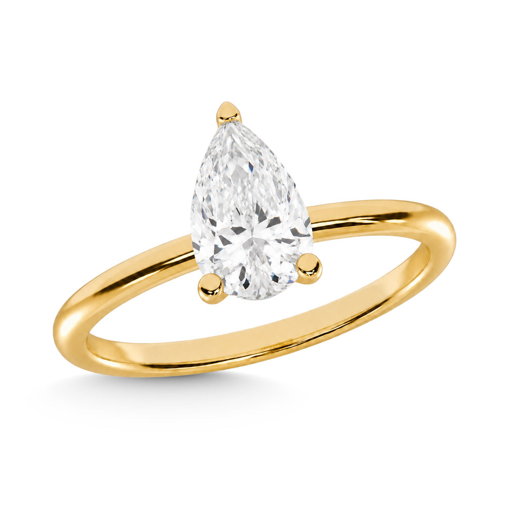 14K Yellow Gold Lab Grown Diamond 2 ct. tw. IGI Certified Pear Shape Solitaire, top view of the diamonds