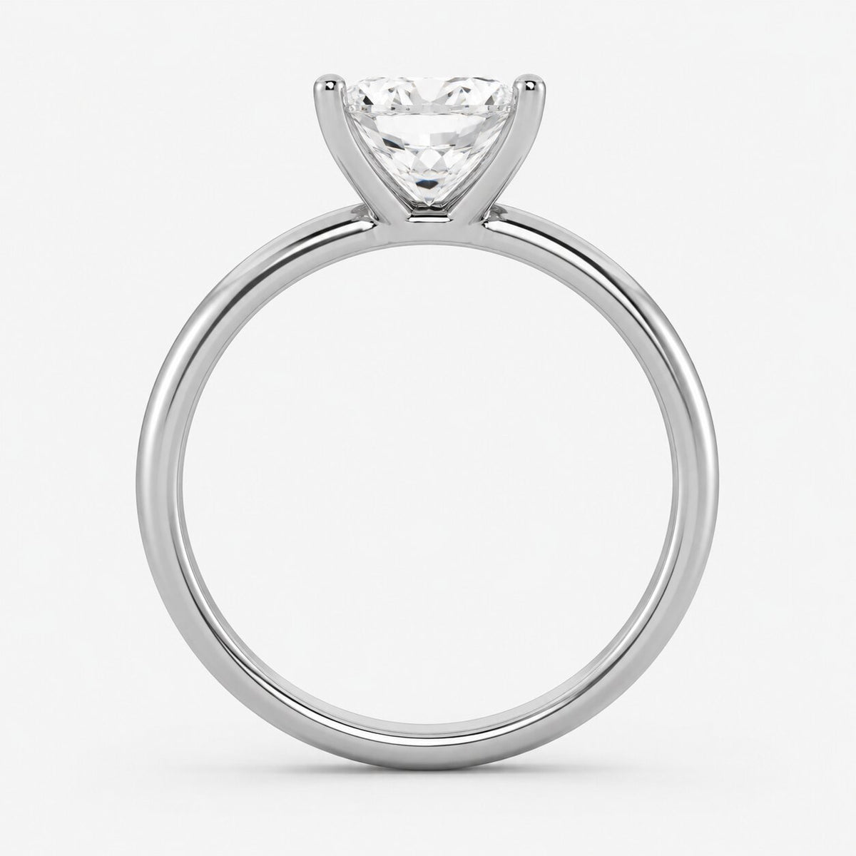 14K White Gold Lab Grown Diamond 1 1/2 ct. tw. IGI Certified Princess Shape Solitaire, close-up of the diamond setting