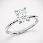 14K White Gold Lab Grown Diamond 1 1/2 ct. tw. IGI Certified Radiant Shape Solitaire, side profile view showing the band