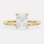 14K Yellow Gold Lab Grown Diamond 2 ct. tw. IGI Certified Radiant Shape Solitaire, side profile view showing the band