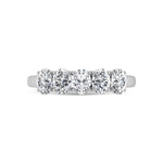 14K White Gold Lab Grown Diamond 1 1/2 ct. tw. Oval Shape 5 Stone Wedding Band, side profile view showing the band