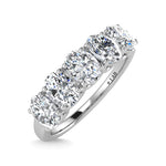14K White Gold Lab Grown Diamond 1 1/2 ct. tw. Oval Shape 5 Stone Wedding Band, top view of the diamonds