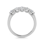 14K White Gold Lab Grown Diamond 1 1/2 ct. tw. Oval Shape 5 Stone Wedding Band, close-up of the diamond setting