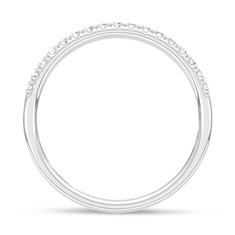 14K White Gold Lab Grown Diamond 1/6 ct. tw. Wedding Band, close-up of the diamond setting